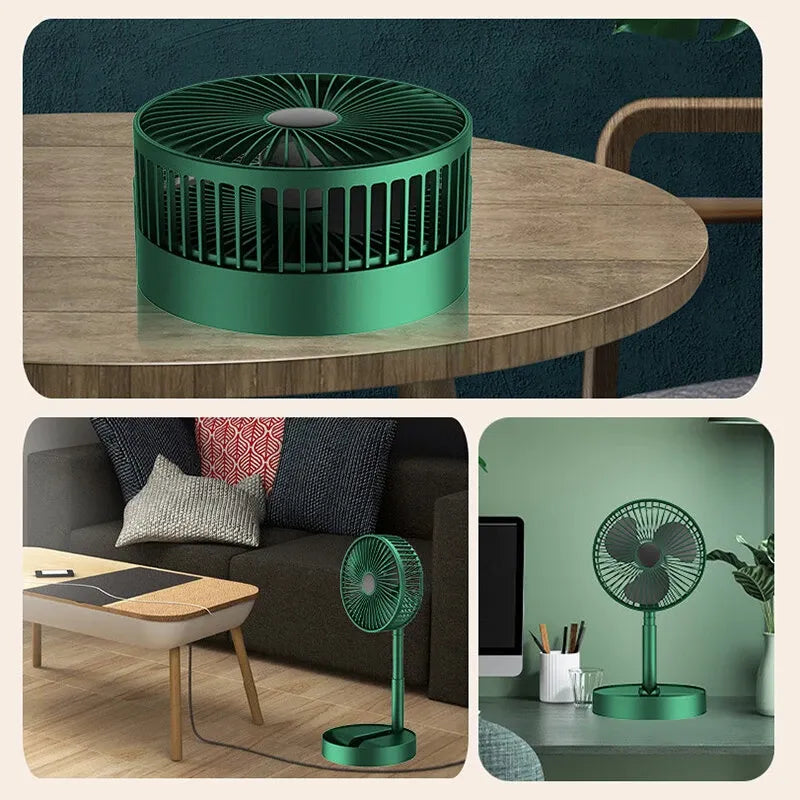 USB Rechargeable Telescopic Folding Fan, 3 speed Adjustable Folding Telescopic Table Fan for Office Desk Table Fan for Home kitchen
