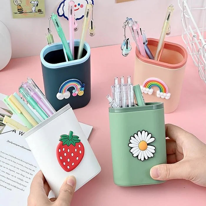 Plastic Desk Pen Stand (Random Design)