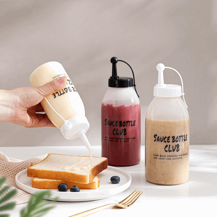 1 Pc 650 ml Squeeze Sauce Bottle Salad Sauce Food Grade Pointed Mouth Ketchup Bottle