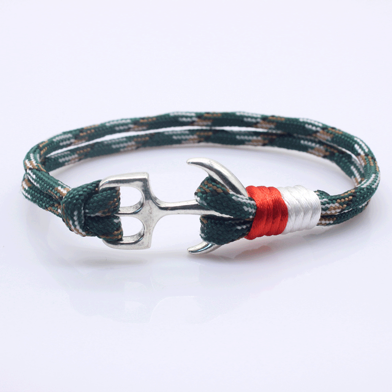 Printed Braided Unisex Anchor Bracelet (Random Prints)