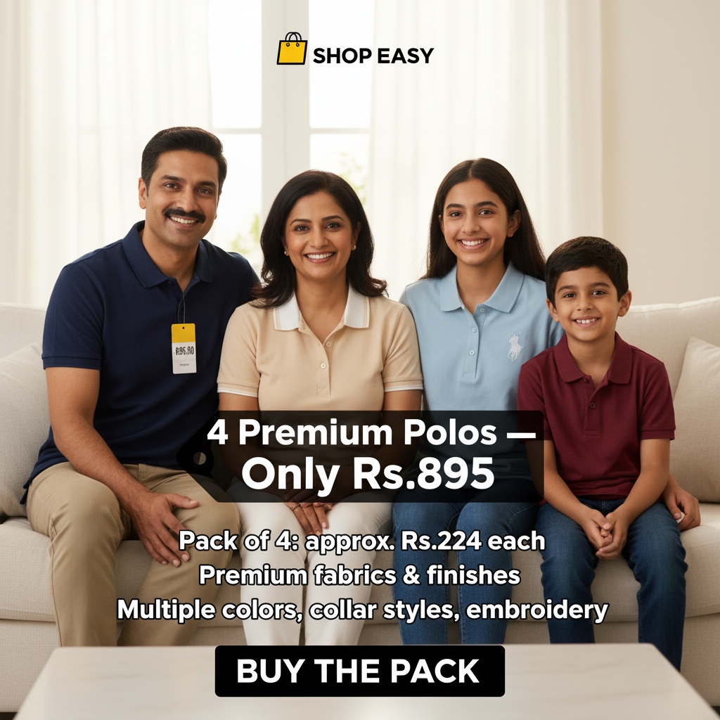 Men’s 4 Polo Pack – Stylish College & Travel Wear