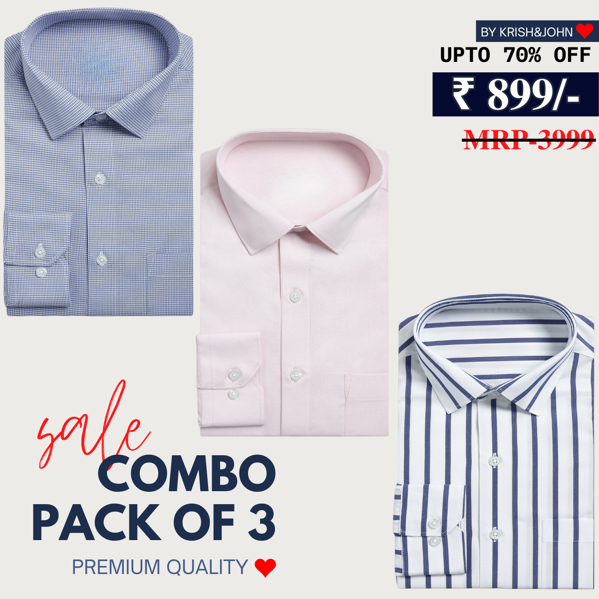 Office Essentials: 3-Pack Premium Cotton Formal Shirts – Tailored Fit, Full Sleeves & Pockets ( FS-163)