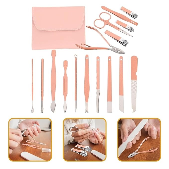 16-in-1 Professional Manicure Pedicure Grooming Kit – Nail Clippers, Scissors, Tweezers & Tools in Elegant Travel Case