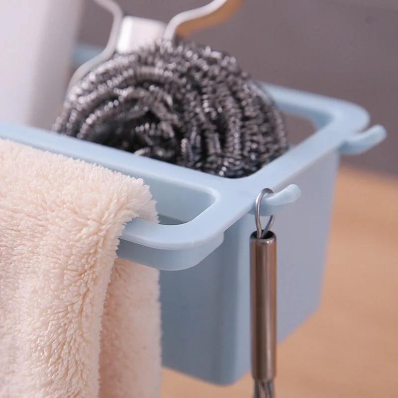 Adjustable Plastic Kitchen Sink Caddy Organizer, Faucet Sponge Holder with Soap Drainer Shelf Basket, Bathroom Accessories Storage Rack (Random Colors)