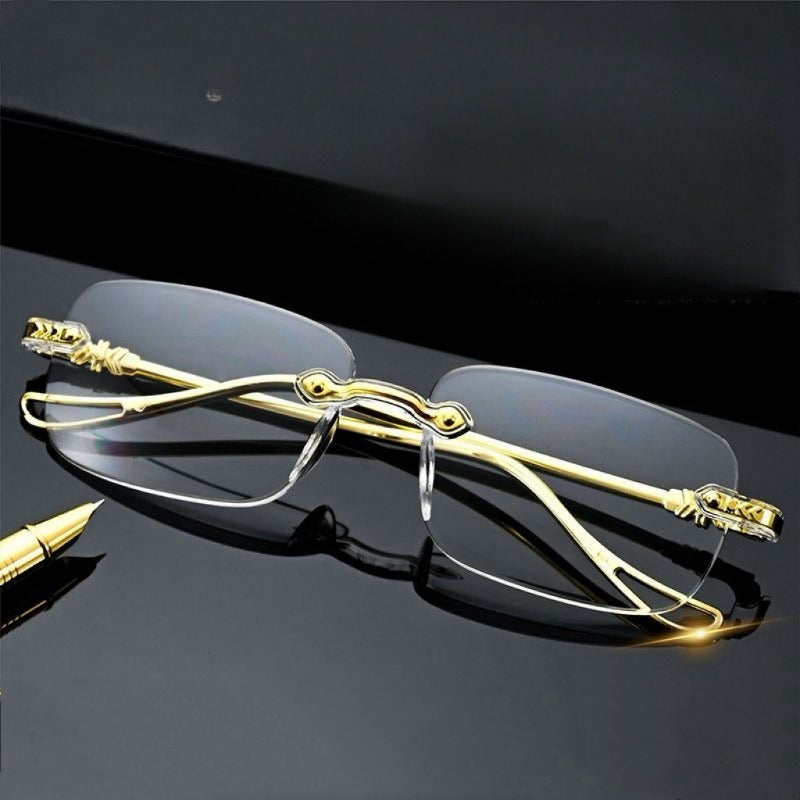 1 Pc Smart Zoom Golden and Sliver Reading Glasses, Suitable for Business Office Wear, High-end and Fashionable Golden and Silvery Edge Reading Glasses for Outdoor Use (Random Color Shipped)