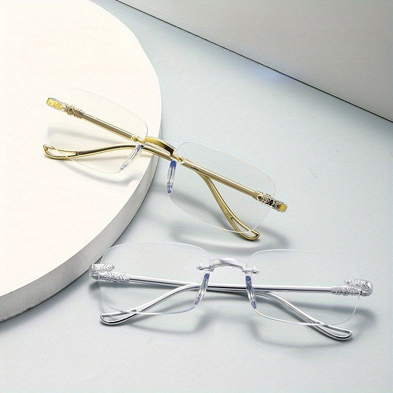 1 Pc Smart Zoom Golden and Sliver Reading Glasses, Suitable for Business Office Wear, High-end and Fashionable Golden and Silvery Edge Reading Glasses for Outdoor Use (Random Color Shipped)