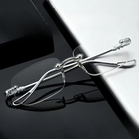 1 Pc Smart Zoom Golden and Sliver Reading Glasses, Suitable for Business Office Wear, High-end and Fashionable Golden and Silvery Edge Reading Glasses for Outdoor Use (Random Color Shipped)