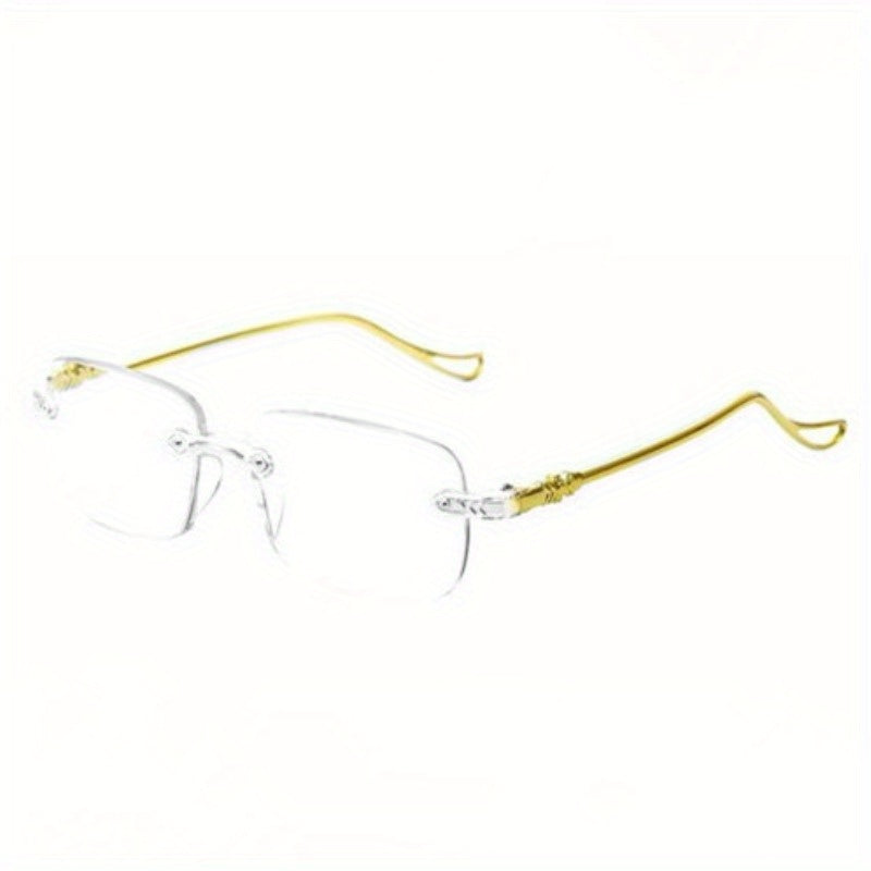 1 Pc Smart Zoom Golden and Sliver Reading Glasses, Suitable for Business Office Wear, High-end and Fashionable Golden and Silvery Edge Reading Glasses for Outdoor Use (Random Color Shipped)