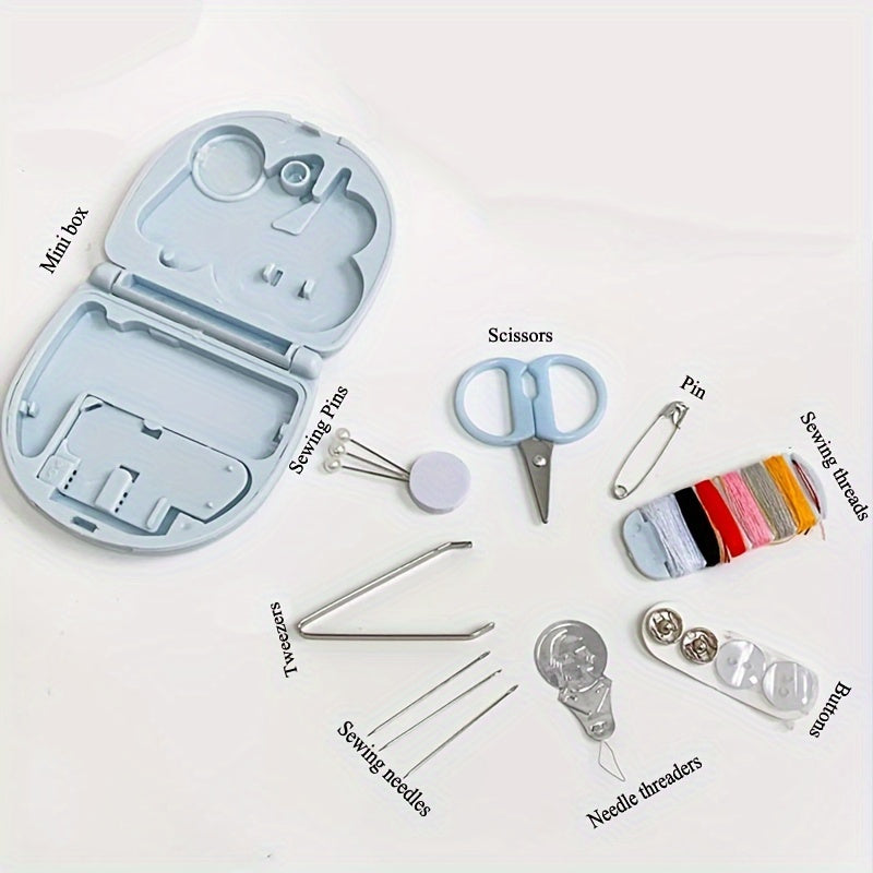 1 Pc Ultra-Portable Compact Sewing Kit: Complete Travel Essentials with Durable Mini Scissors,  Assorted Buttons, Threads, and Emergency Repair Solutions