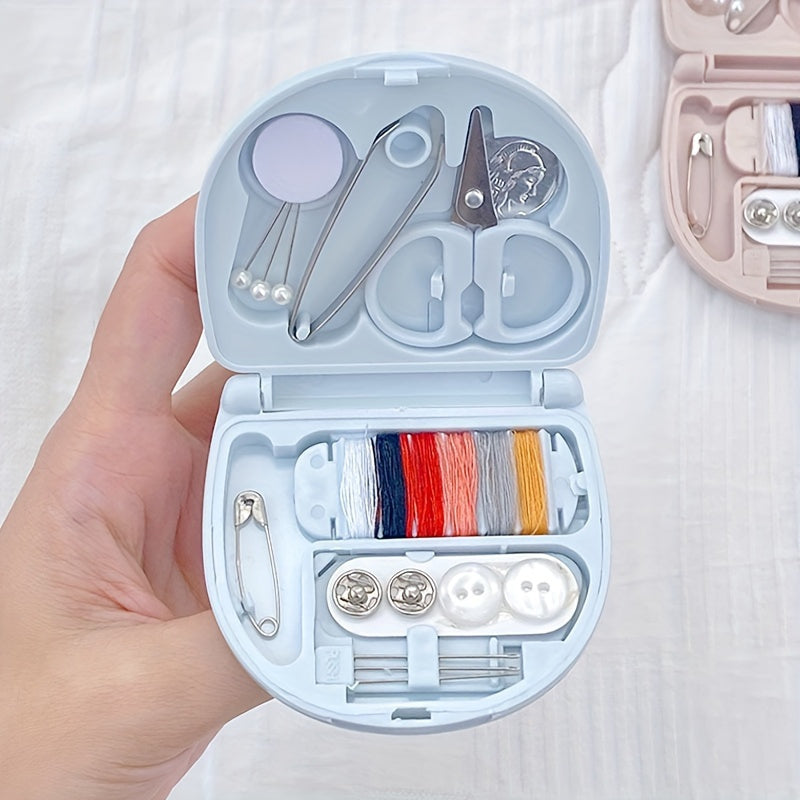 1 Pc Ultra-Portable Compact Sewing Kit: Complete Travel Essentials with Durable Mini Scissors,  Assorted Buttons, Threads, and Emergency Repair Solutions