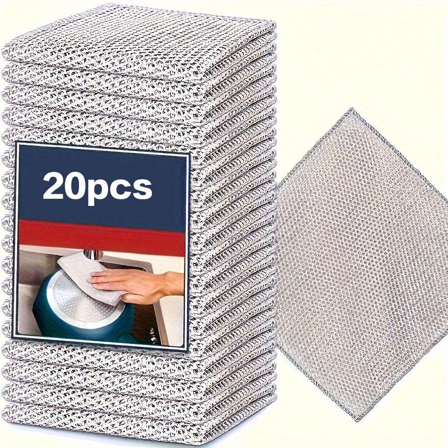 5/10/20/30pcs Non-Stick Oil-Resistant Kitchen Cleaning Scrubber - Reusable Mesh Dish Towels for Stovetops, Pots And Range Hoods, Checkered Pattern, Ideal for Home Use