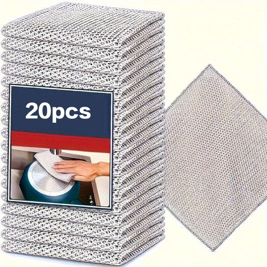 5/10/20/30pcs Non-Stick Oil-Resistant Kitchen Cleaning Scrubber - Reusable Mesh Dish Towels for Stovetops, Pots And Range Hoods, Checkered Pattern, Ideal for Home Use