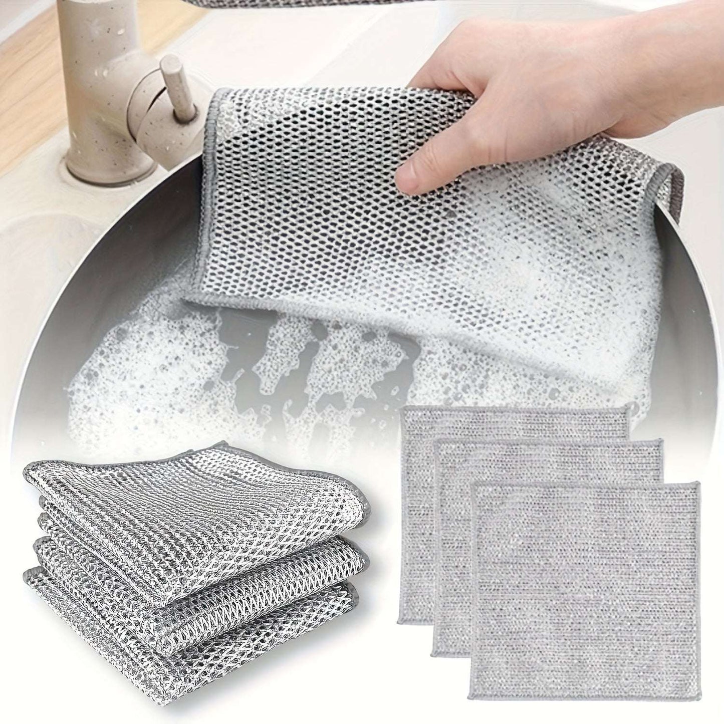 5/10/20/30pcs Non-Stick Oil-Resistant Kitchen Cleaning Scrubber - Reusable Mesh Dish Towels for Stovetops, Pots And Range Hoods, Checkered Pattern, Ideal for Home Use