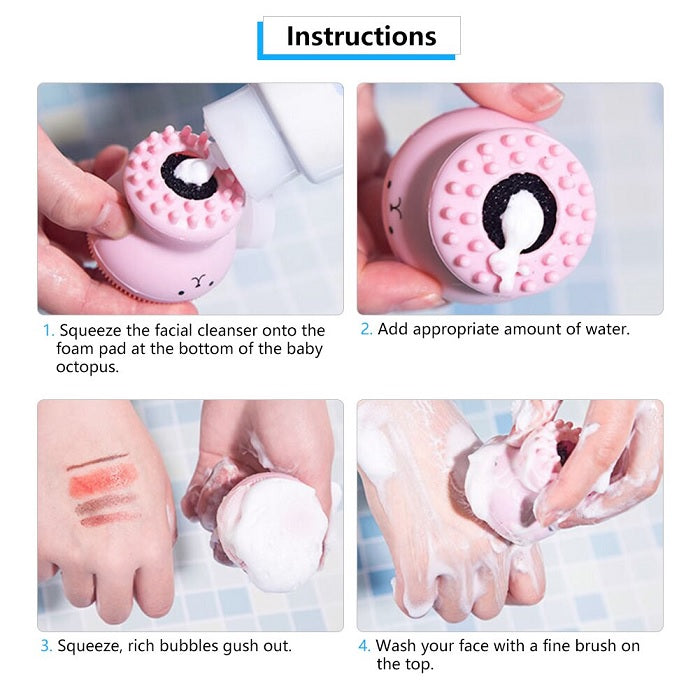 Octopus Face Wash Silicone Brush Scrubber (Random)