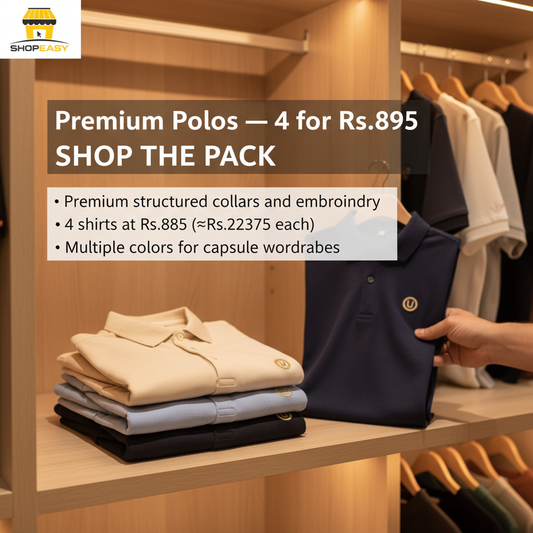 Men’s 4 Polo T-Shirt Pack – College & Casual Wear Combo