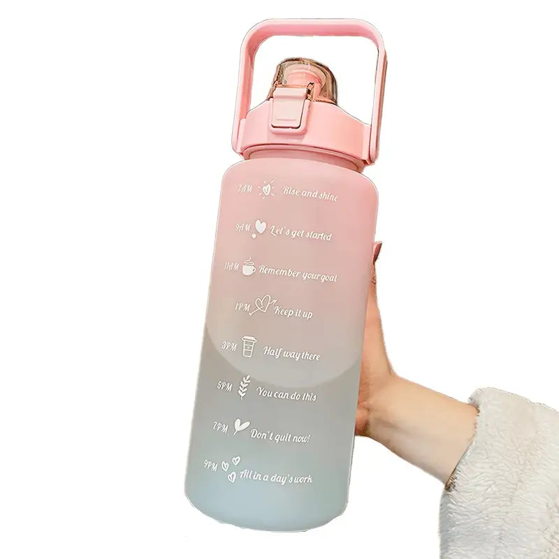 1pc 2000 ml Large-Capacity Gradient Water Bottle BPA-Free, Leak-Proof, with Motivational Phrases & Straw - Perfect for Fitness, Sports, Outdoor Activities - Portable, Easy to Carry