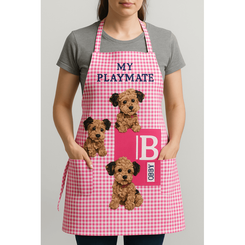 Adorable Dog-Themed Children’s Apron – My Playmate Design – Perfect for Cooking, Baking & Painting Activities (Random Print)