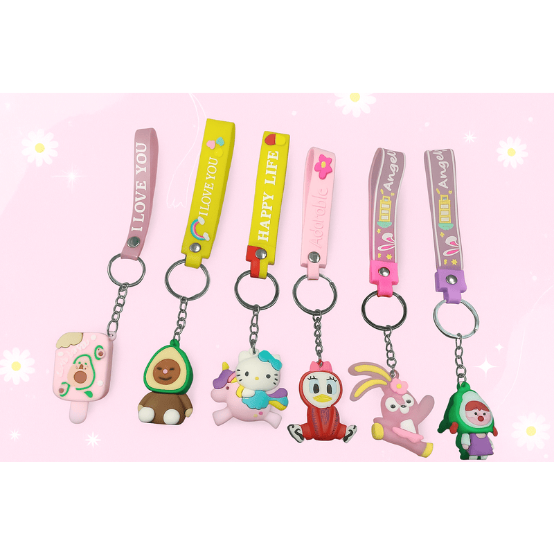 Adorable Silicone Keychain Combo – Fun Cartoon Random Designs - 1 Pcs