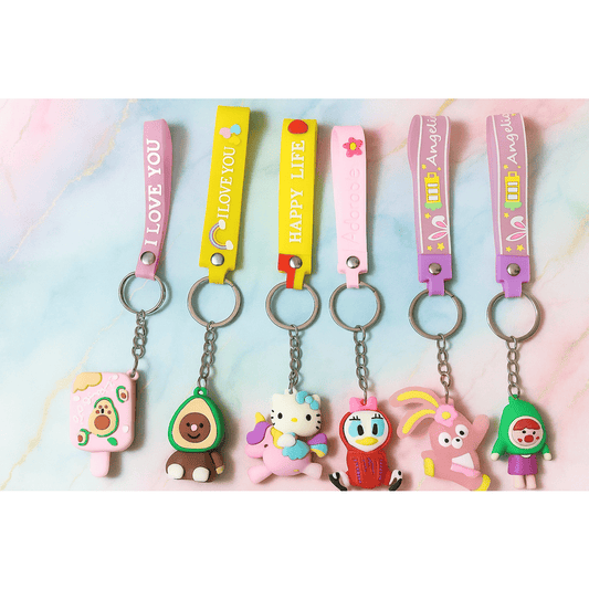 Adorable Silicone Keychain Combo – Fun Cartoon Random Designs - 1 Pcs