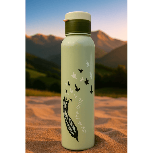 Elegant Feather and Birds Design Water Bottle – Durable, Reusable, and Eco-Friendlyl (random color)