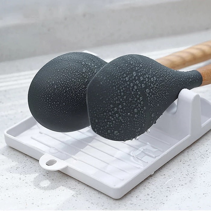 Plastic Oil Spill Spoon Resting Tray, 4 Slots Plastic Spoon Rest Mat Stand Cooking Spatula Holder Tray - Chopsticks Holder, Spoons, Ladles, Kitchen Accessories (Random Color)
