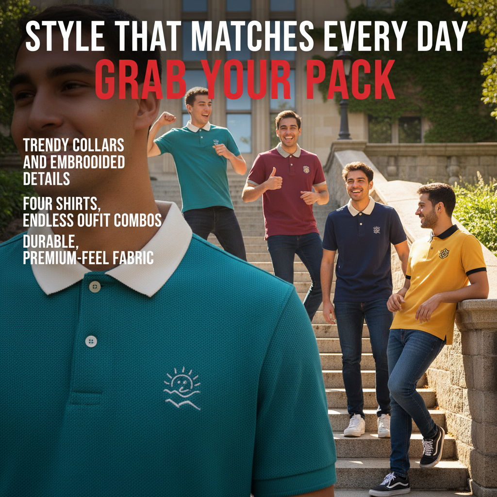Campus Ready 4 Polo Pack – Stylish Daily Wear Collection