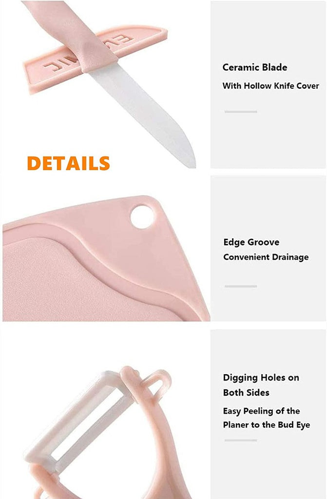 3 in 1 Chopping Board, Knife & Peeler Set