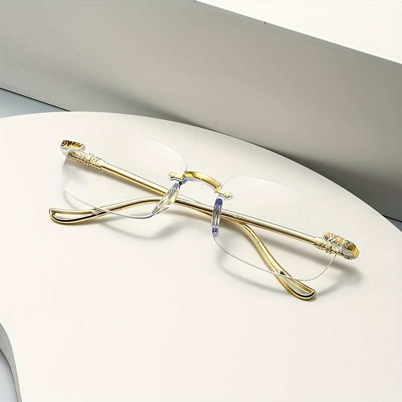 1 Pc Smart Zoom Golden and Sliver Reading Glasses, Suitable for Business Office Wear, High-end and Fashionable Golden and Silvery Edge Reading Glasses for Outdoor Use (Random Color Shipped)