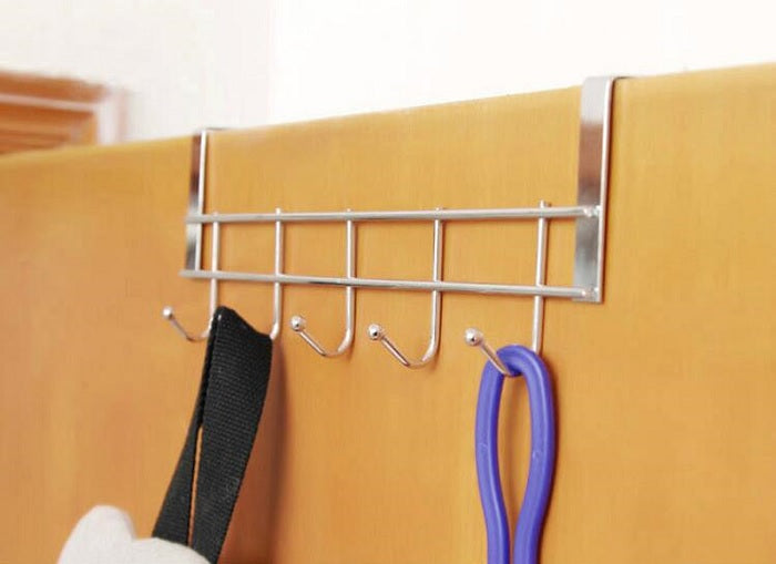 5 Hook Stainless Steel Cabinet Kitchen Organiser, Wall Hook Hanger for Hanging Clothes, Jeans, Umbrellas, Jackets, Scarfs, Bags, Keys, Towel in Room, Kitchen, Bathroom