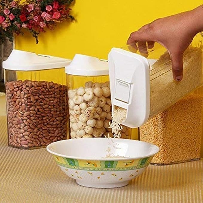 Anjani SmartPour Airtight Cereal & Grain Storage Containers – Set of 3 with Dispenser Lid