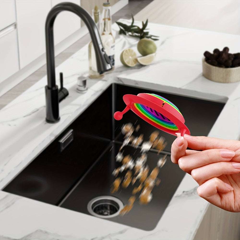 Colourful Foldable Retractable Kitchen Sink Strainer, Plastic Drain Filter Net, Anti-Clogging Catcher for Bathroom, Sewer, Pool - Non-Food Contact Safe, Bathroom Drain Filter