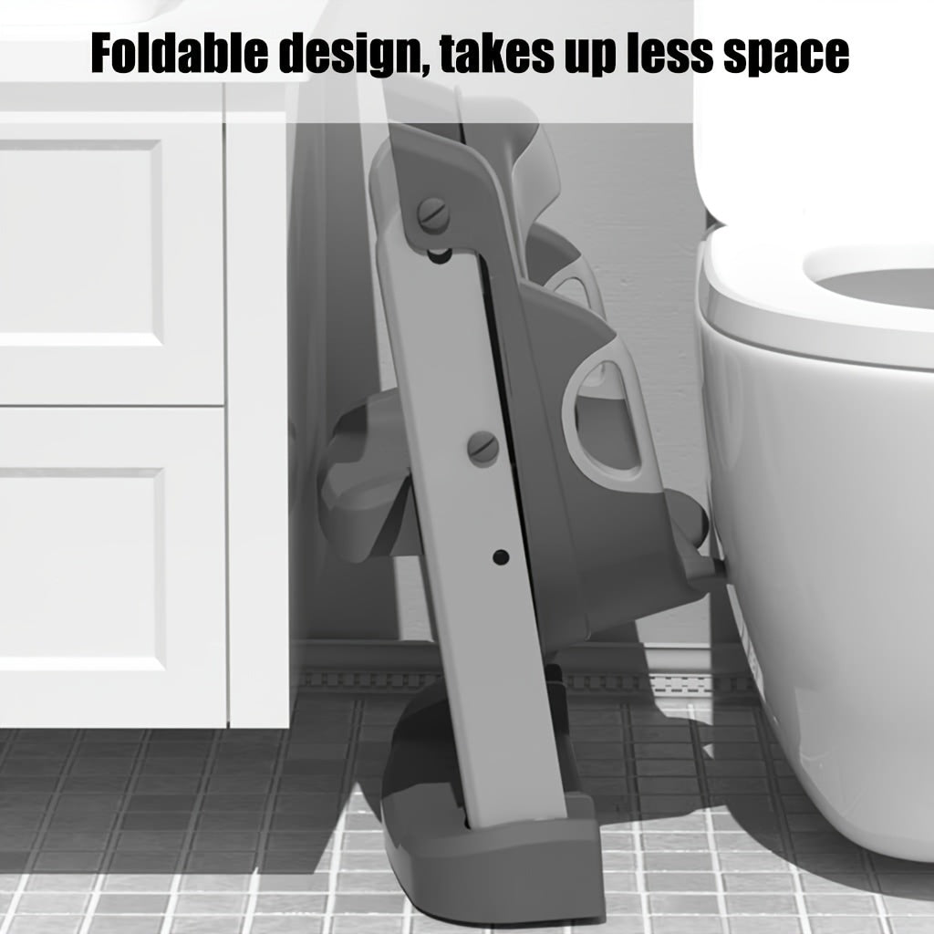 Adjustable Staircase Potty Chair for Boys and Girls, Collapsible Training Seat with Ladder, Comfortable PU Cushion