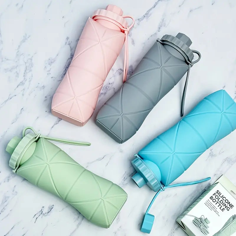 Portable Silicone Water Bottle – 600ML Leak-Proof & Space-Saving Design (random color)