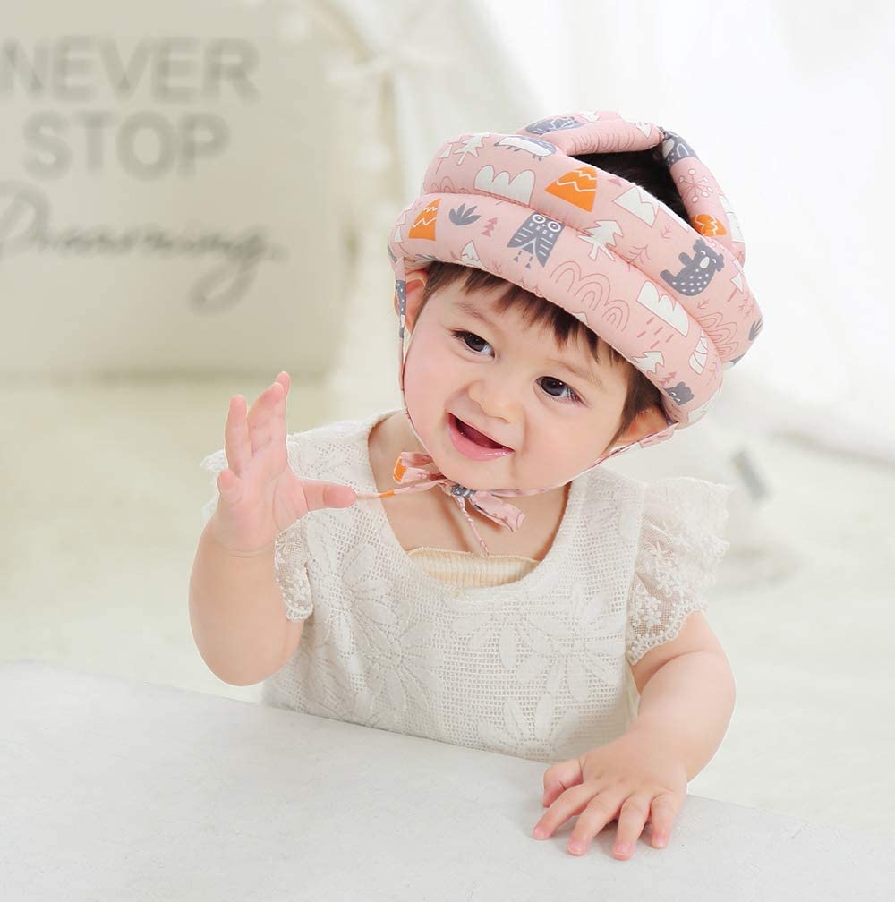Baby Infant Helmet No Bump Safety Head Cushion Bumper Protective Multi Printed Cap Child Safety Headguard for Running Walking Crawling Safety Helmet (Random Color)