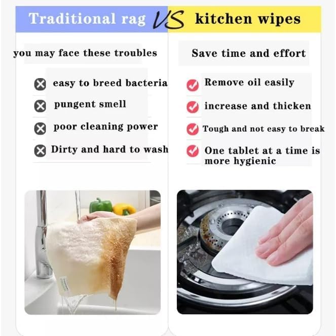 80 pcs Kitchen Cleaning Wipes | Strong Decontamination Kitchen Wipes | Disposable Kitchen Wet Wipes Household Cloth Towel For Removing Grease Stains & Cleaning Glass Table Wet Tissue Wipes