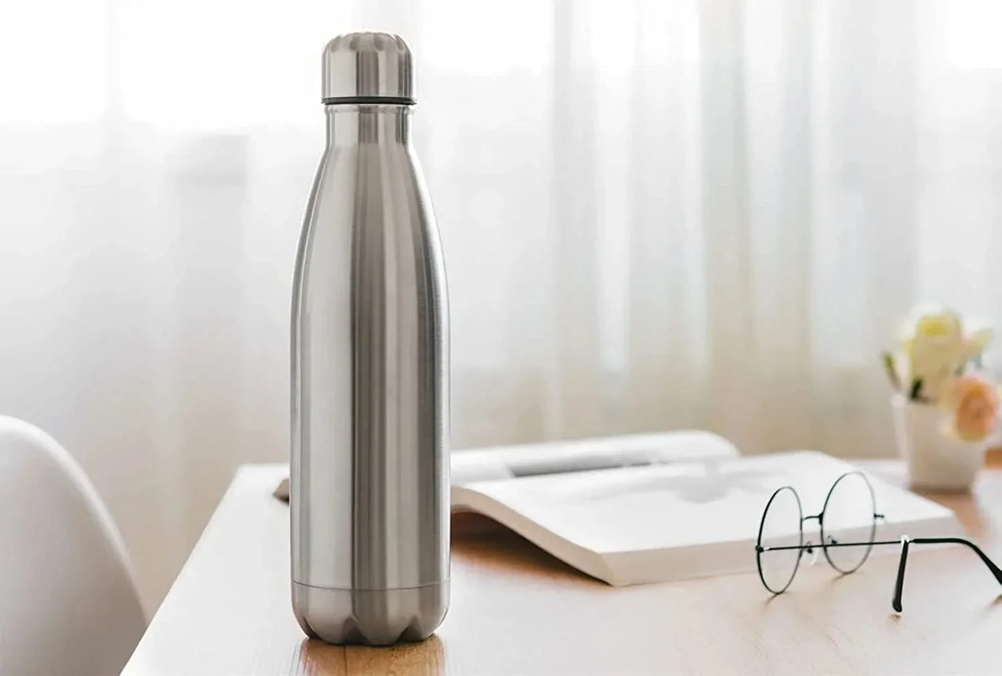 12 Hours Cold Water Guarantee Home Joy Hot & Cold Cola Bottle 750ml + Free Bottle Brush, Stainless Steel Water Bottle