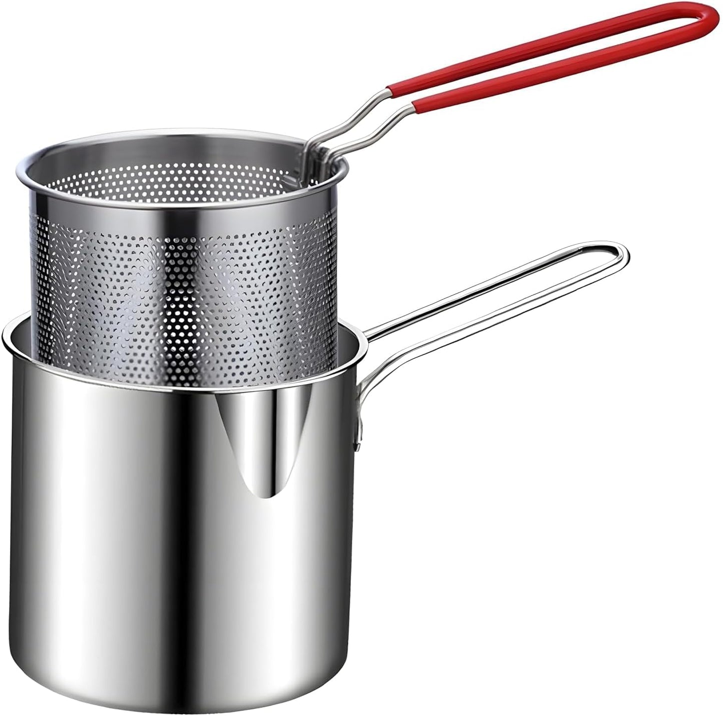 Small Deep Frying Pot With Strainer Basket (2 Pc Set)