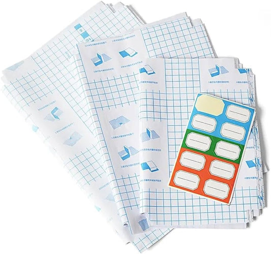 30pcs Transparent Sticker Book Covers in 3 Sizes (10 each: Small, Medium, Large) - Clear Matte Finish for Crafts & School Textbook