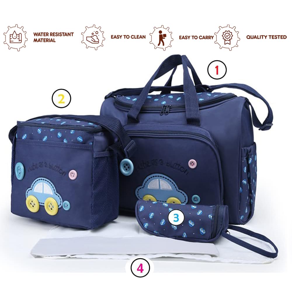 4 Pcs Bag Set Diaper Nappy Changing Baby Diaper Bag Mummy Bag Handbag (Random Color)