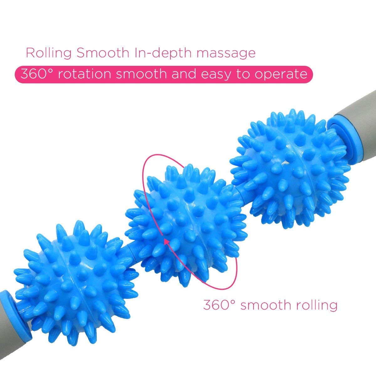 Fitness Massage Stick – Muscle Therapy Roller with 3 Spiky Ballsage Tool