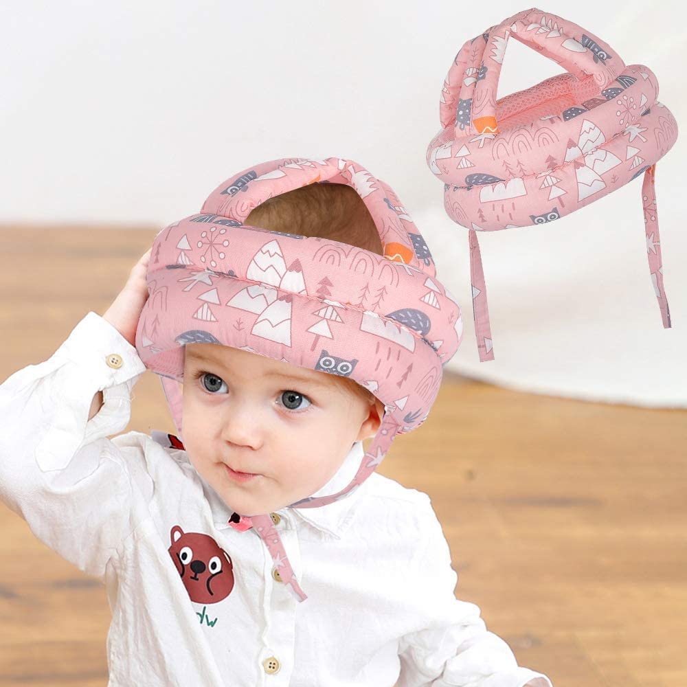 Baby Infant Helmet No Bump Safety Head Cushion Bumper Protective Multi Printed Cap Child Safety Headguard for Running Walking Crawling Safety Helmet (Random Color)