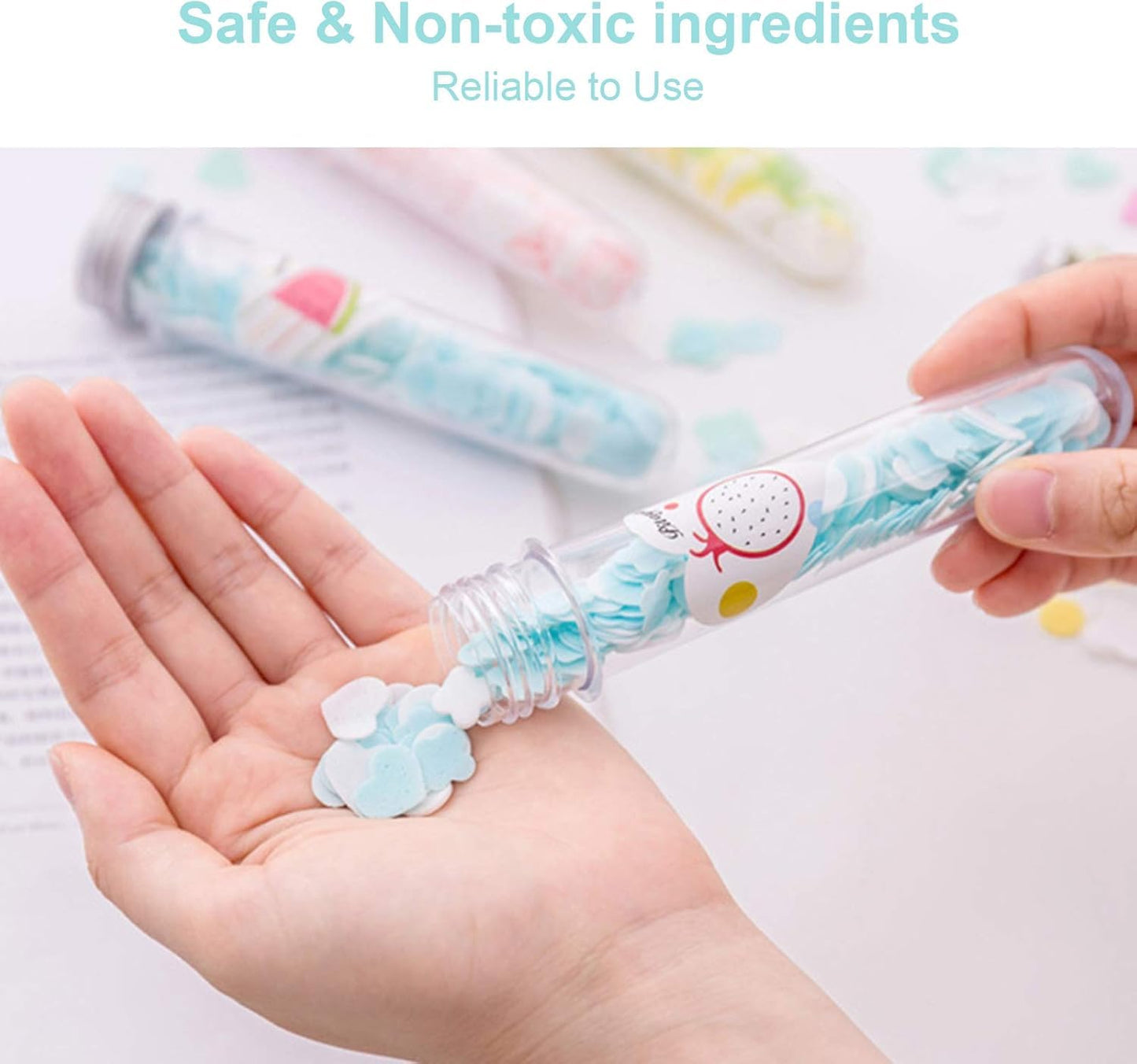 2 Pcs Portable Disposable Paper Soap Round Heart-shaped Mini Slice Sheets for Outdoor Washing Cleaning Hand Travel Camping Hiking (Random Color)