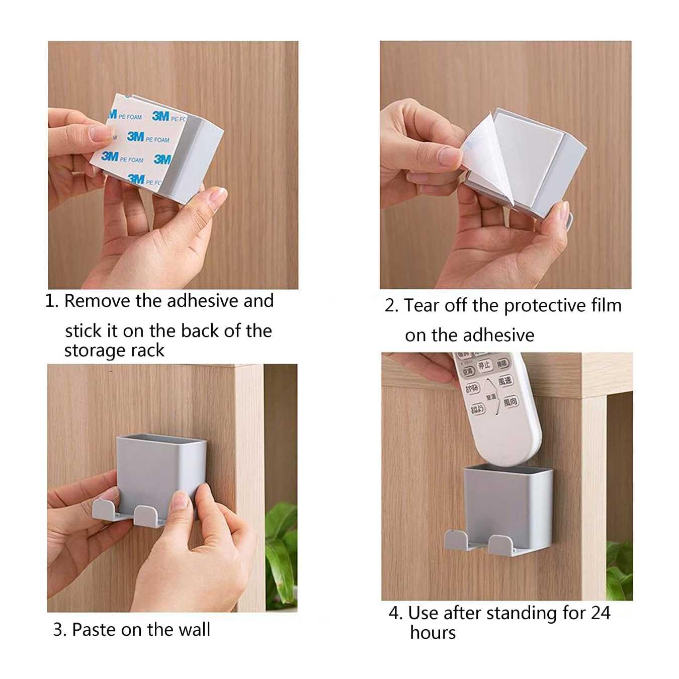 Wall Mountable Remote & Mobile Holder, Self-Adhesive Phone Charging Stand Wall Mount Mobile Holder for Home, Office, Kitchen