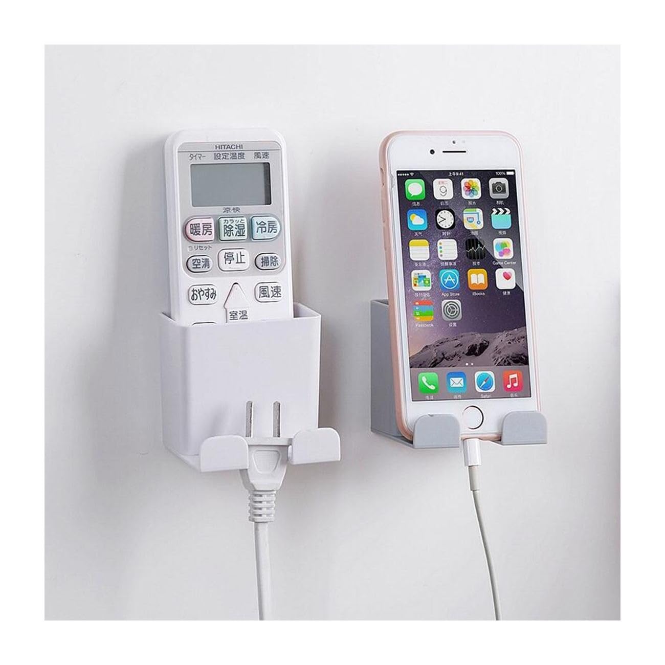 Wall Mountable Remote & Mobile Holder, Self-Adhesive Phone Charging Stand Wall Mount Mobile Holder for Home, Office, Kitchen
