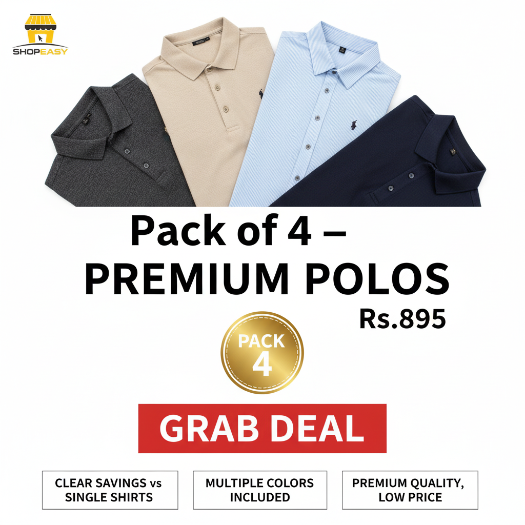 Trendy 4 Polo T-Shirt Pack – Campus Essentials
