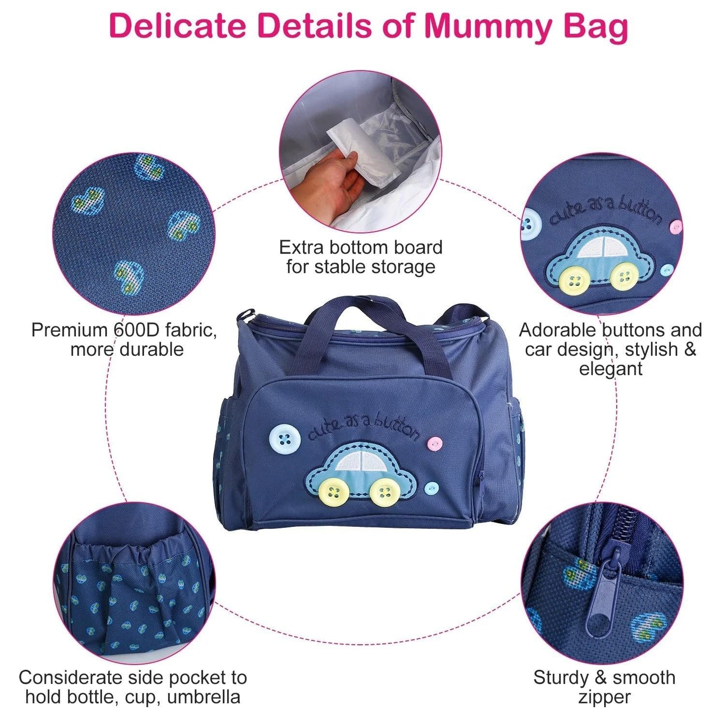 4 Pcs Bag Set Diaper Nappy Changing Baby Diaper Bag Mummy Bag Handbag (Random Color)
