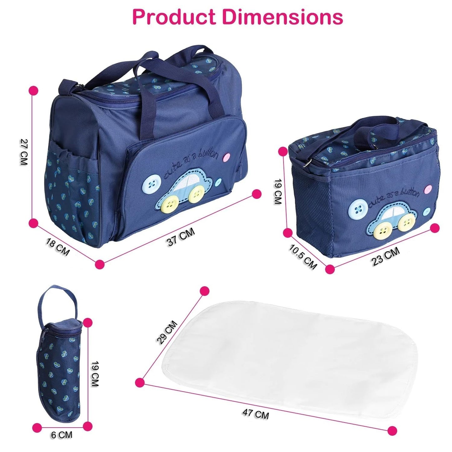 4 Pcs Bag Set Diaper Nappy Changing Baby Diaper Bag Mummy Bag Handbag (Random Color)