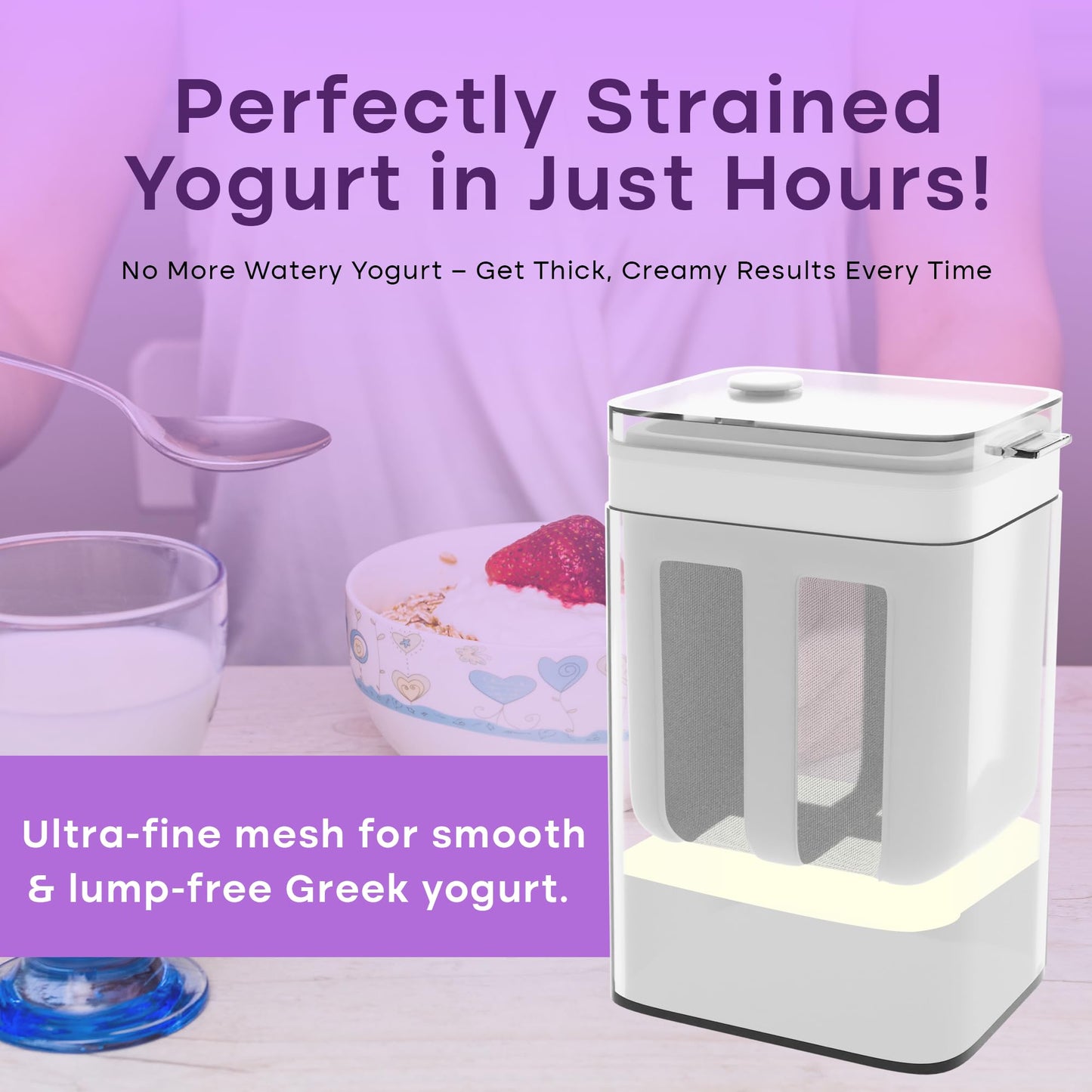 Greek Yogurt & Curd Maker/Fine Mesh Strainer with Lid