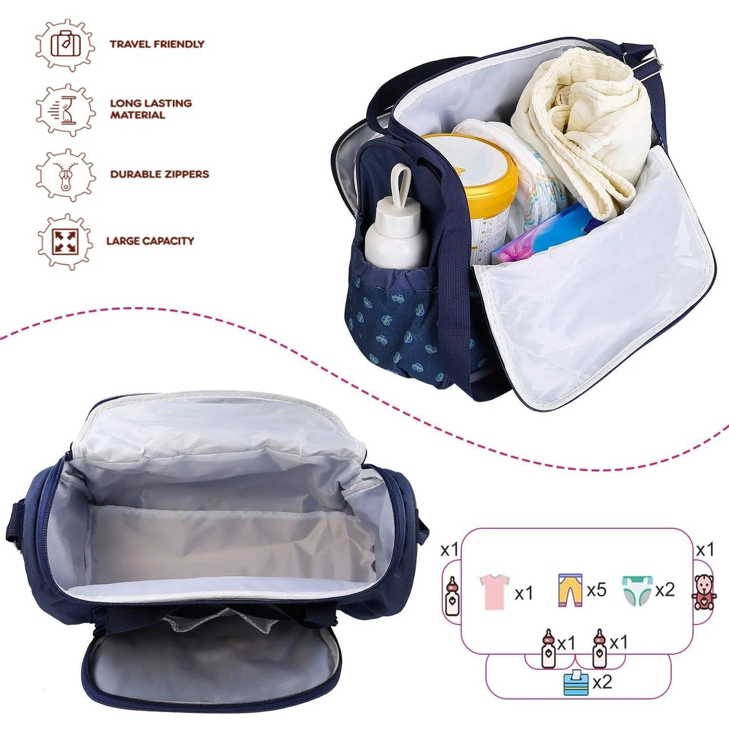 4 Pcs Bag Set Diaper Nappy Changing Baby Diaper Bag Mummy Bag Handbag (Random Color)