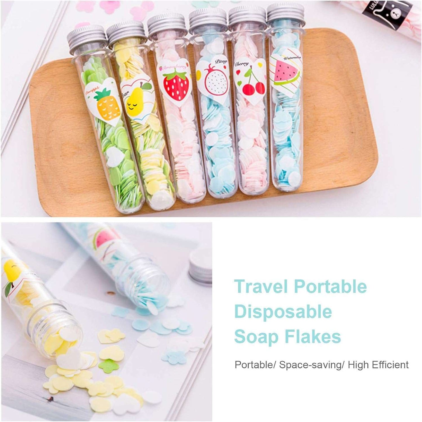 2 Pcs Portable Disposable Paper Soap Round Heart-shaped Mini Slice Sheets for Outdoor Washing Cleaning Hand Travel Camping Hiking (Random Color)